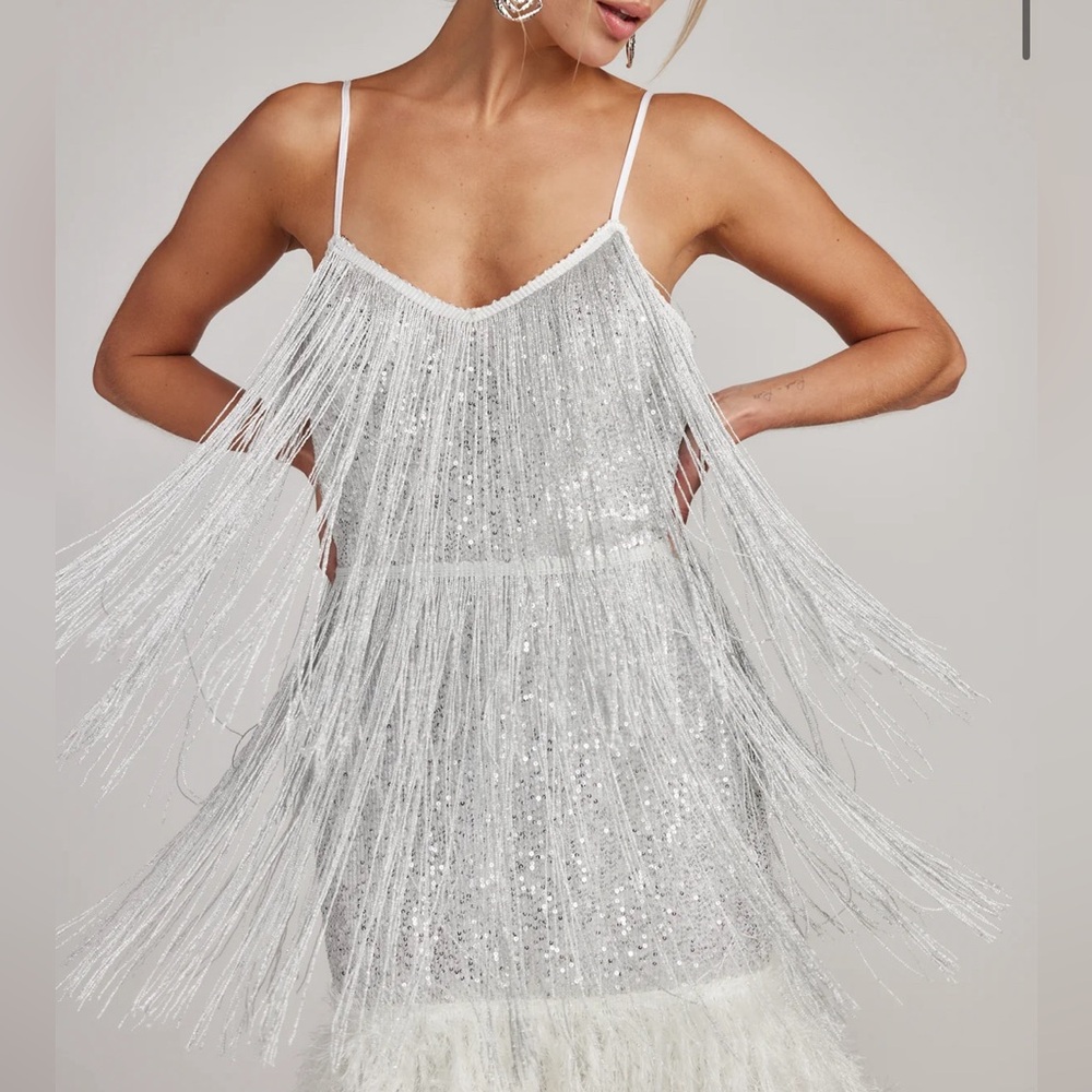 brand new with tags disco fringe dress size L